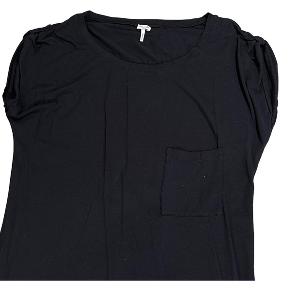 Splendid size medium thin solid black short sleeve midi dress, scoop neck, EUC - Picture 6 of 16